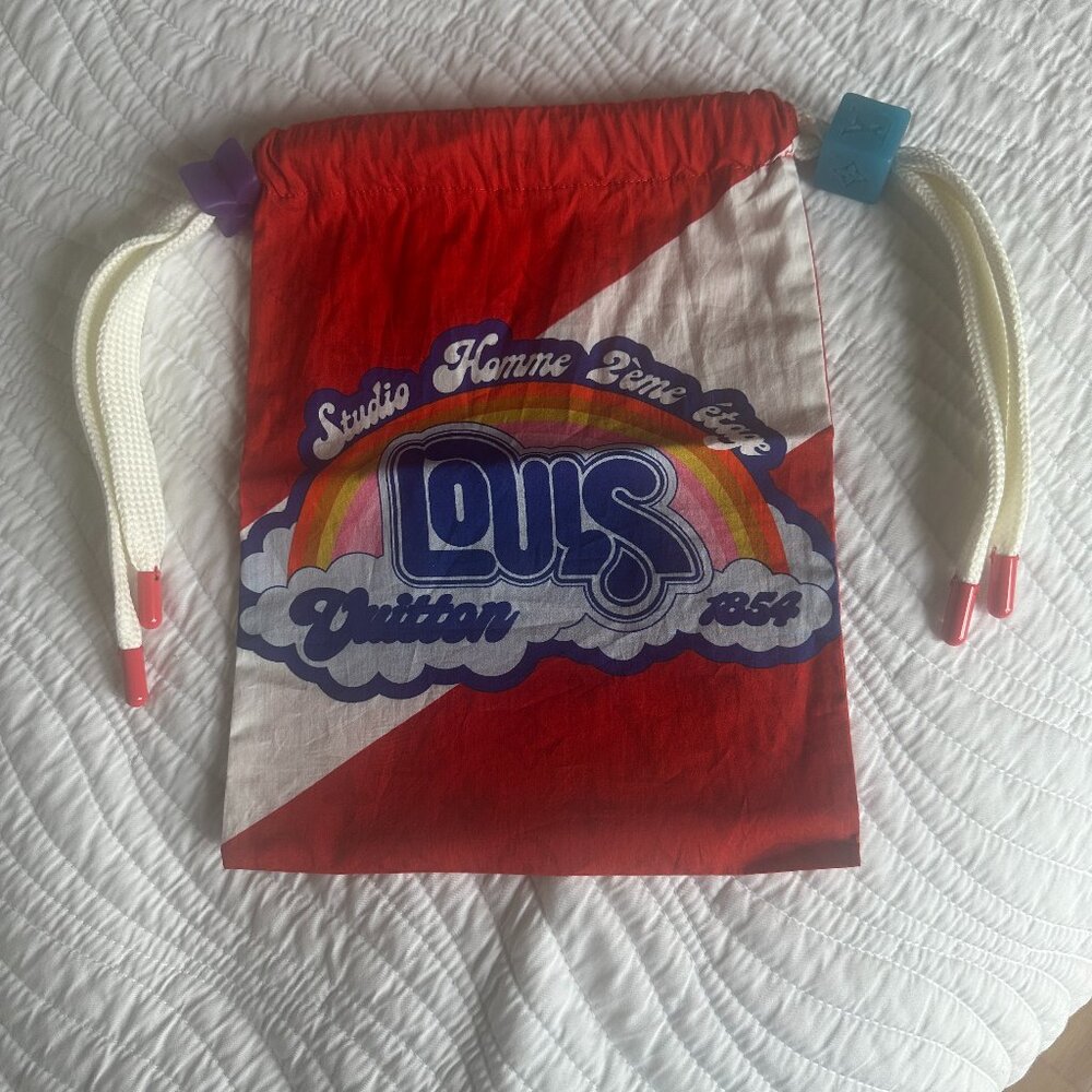 NEW LOUIS VUITTON WHITE RED SHOW GAY PRIDE Cotton Pouch